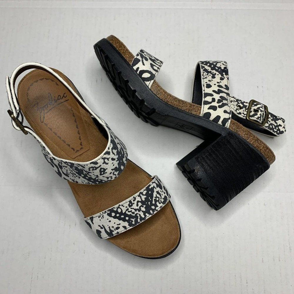 Zodiac Lola Black White Block Heel Sandal Shoes